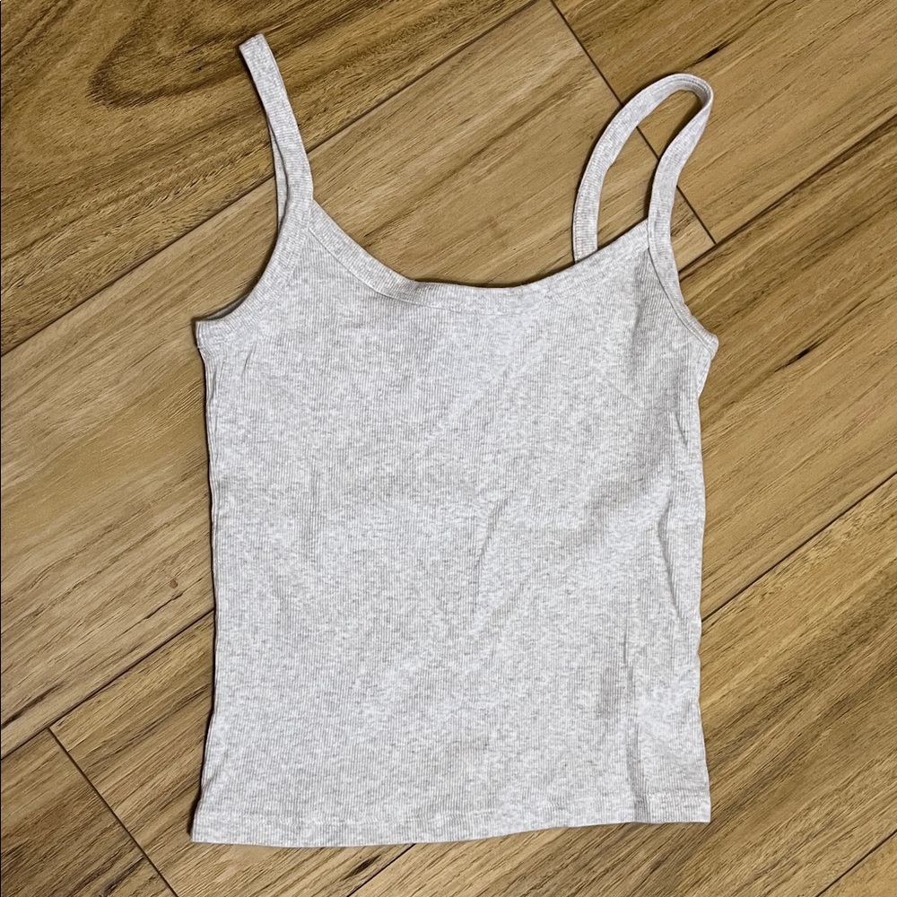 Aritzia TNA Homestretch ribbed tank small heathered light grey